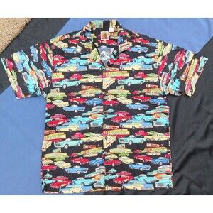 Max Boxxer USA cotton Hawaiian shirt, Classic cars drive-in restaurant, men's XL